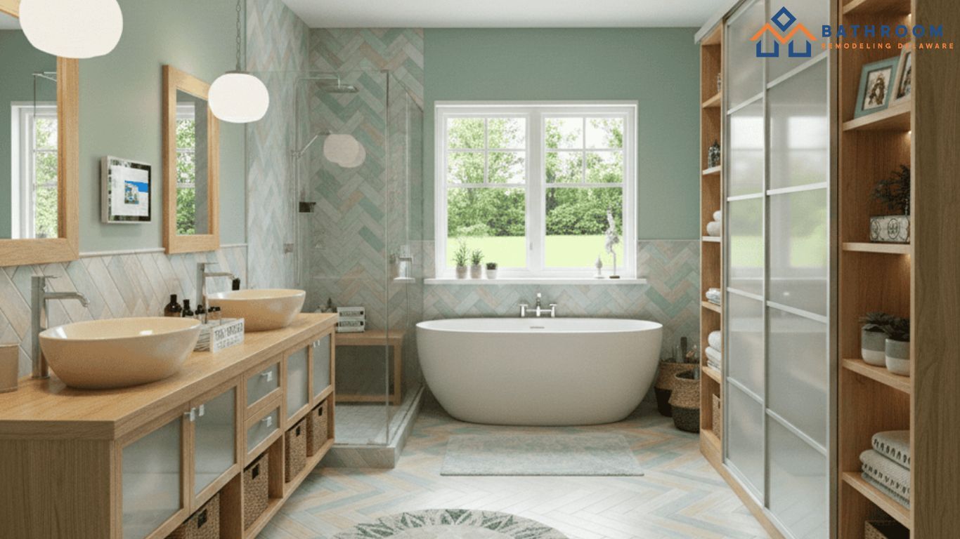 Custom bathroom design with personalized tile colors sinks and storage for better daily use